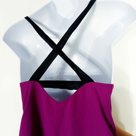 VENUS Top  Cross Back Straps Flowy Magenta and Black  Polyester  Women's Size 10 - Picture 3 of 8